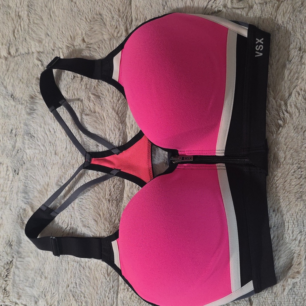VSX Victoria Secret Women's Pink and Black Sports Bra 32D